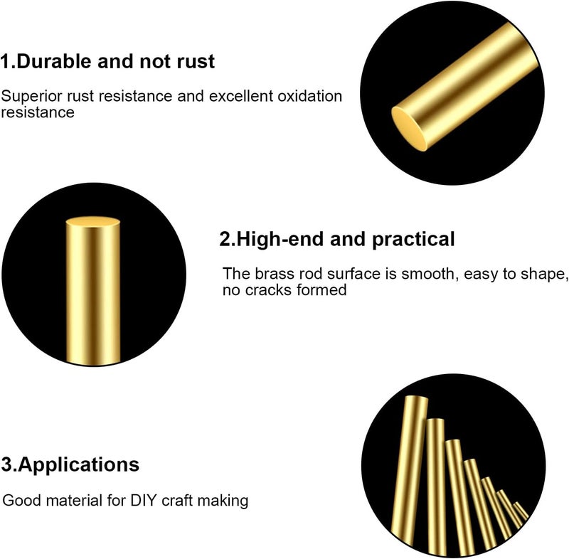 DYWISHKEY 20 Pieces 5/32 Inch Brass Rods, Brass Round Stock Lathe Bar Stock for DIY Craft Making, Handle Pin, Brass Rod 5/32 Inch in Diameter, 3.94 Inches in Length - Image 4